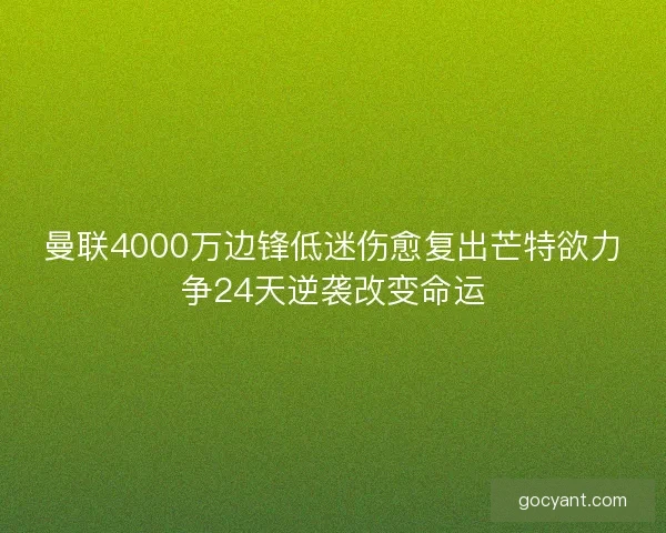 曼联4000万边锋低迷伤愈复出芒特欲力争24天逆袭改变命运 曼联4000万边锋低迷伤愈复出芒特欲力争24天逆袭改变命运